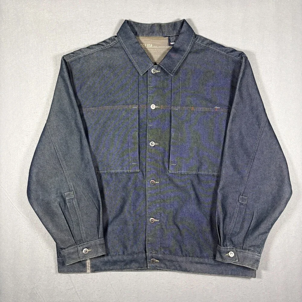Vintage Y2K Mecca USA Jean Therapy Black Denim Jacket Oversized Men's Size XXL